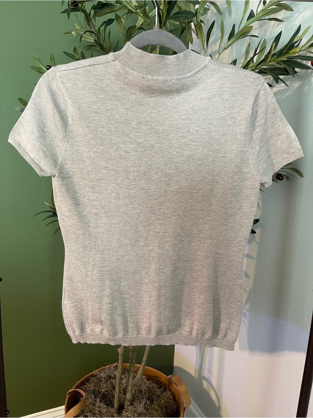 Philosophy Light Gray Short-Sleeve Mock Neck Top
